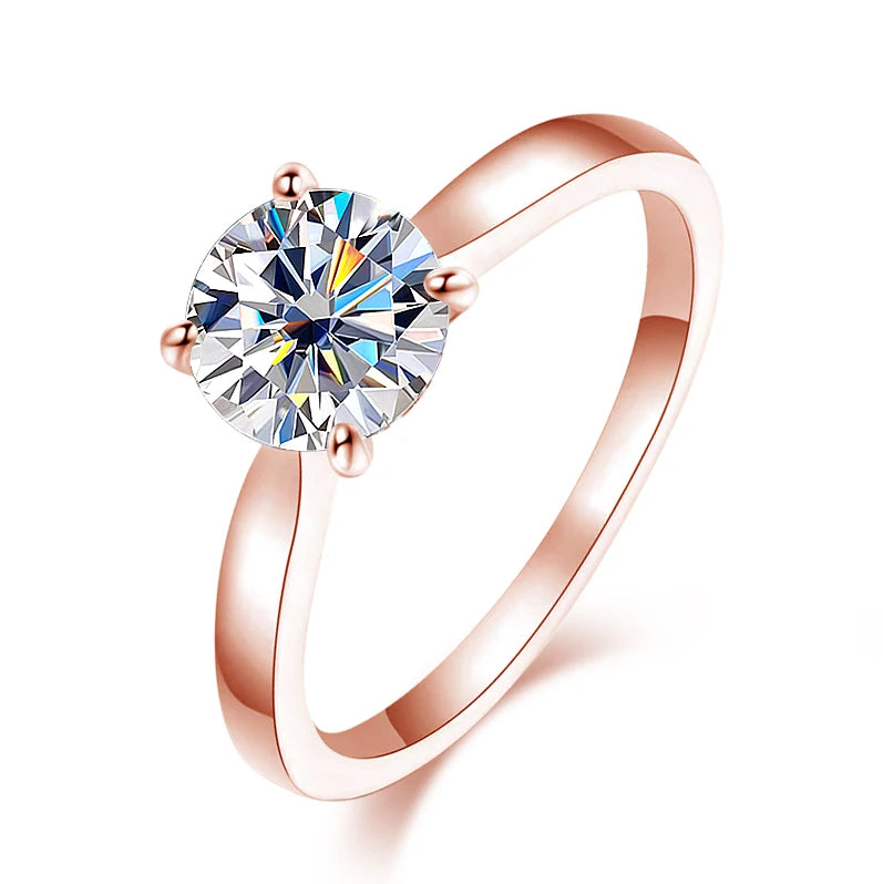 KNOBSPIN D VVS1 Moissanite Rings for Women Man 4 Prong Solitiare Engagement Wedding Diamond Ring with GRA Certified s925 Sliver
