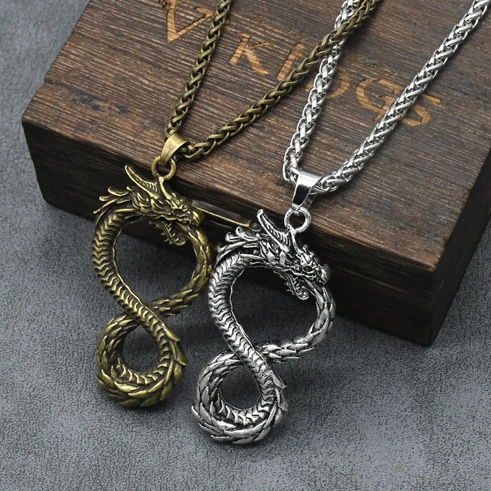 Retro Ouroboros Drache Anhänger Motorrad Party Punk Gelenk Schlange Halskette Party Männer Frauen Geschenk Schmuck