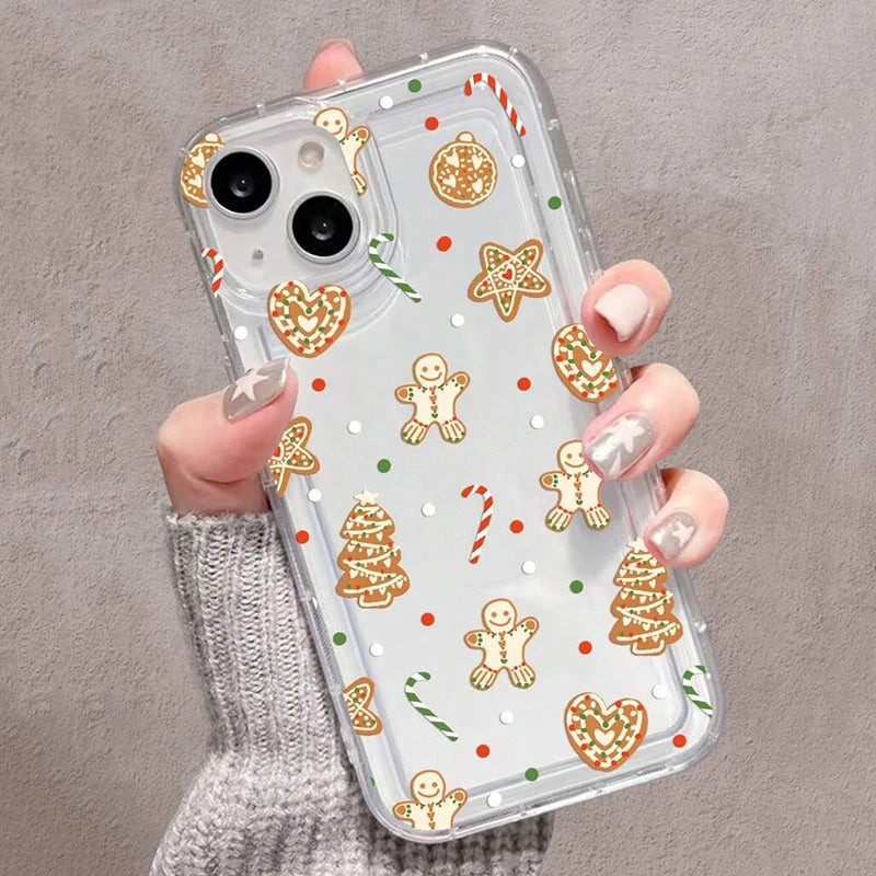 Case for Xiaomi Poco X6 F5 X3 Pro Christmas Candy Sticks and Gingerbread Print Clear Phone Cover for Poco F5 X3 X6 Pro 5G Fundas