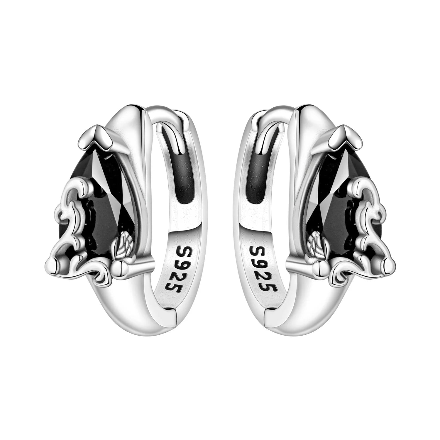 PANPOKI 925 Sterling Silver Vintage Carved Water Droplet Earrings Silver Hoop Earrings For Women Jewelry Original Party Gifts