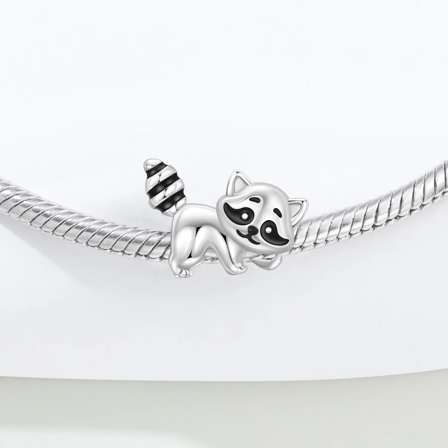 PANPOKI 925 Sterling Silver Cute Raccoon Animal Beads Original Pendants Bracelet Charm Jewelry Party DIY Trendy Gifts