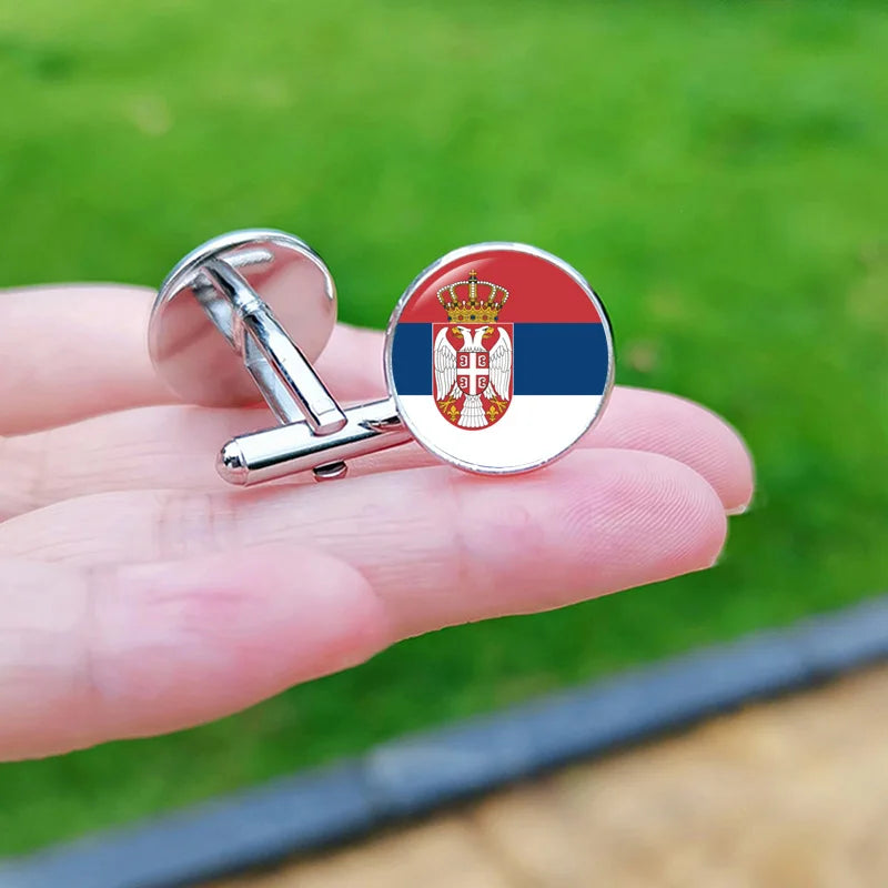 2024 France Flag Cufflinks Spain Chile Russia Netherlands Serbia USA Czech Republic Portugal Norway Switzerland Cuff Links Gift