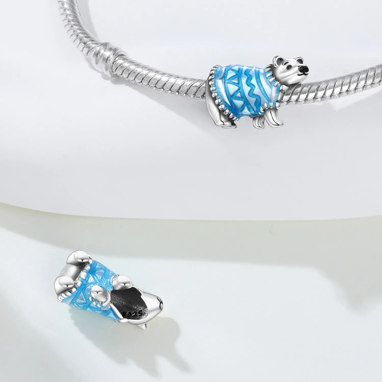 PANPOKI 925 Sterling Silver Cute Polar Bear Animals Pendant Beads Original Pendants Bracelet Charm Jewelry Party DIY Gifts