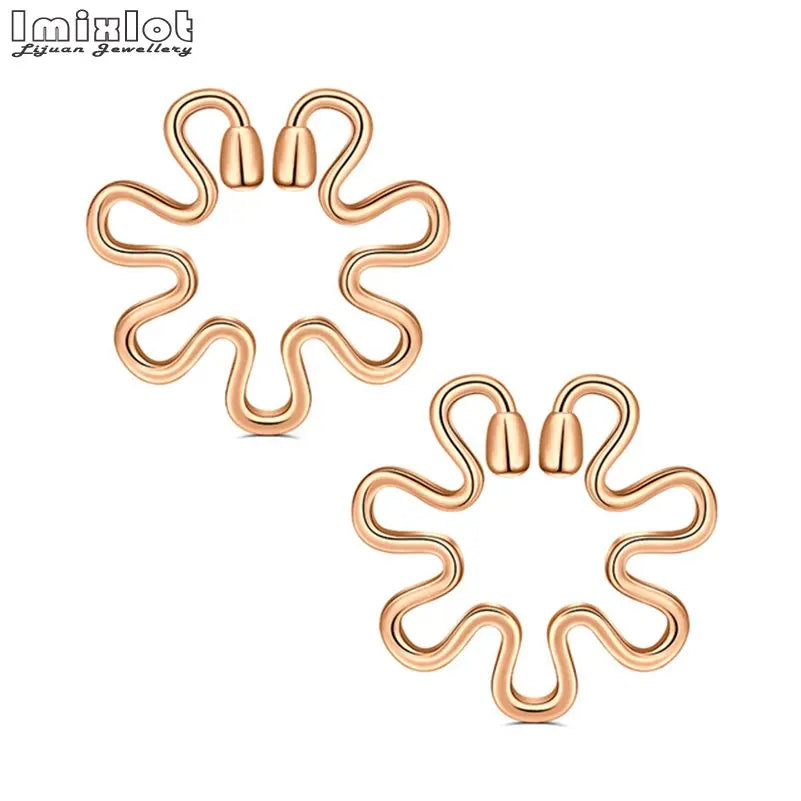 2pcs Stianless Steel Flower Heart Nipple Rings Fake Piercing Jewelry Women Sexy Nail Clips Nipple Clamps Pierced Body Jewelry