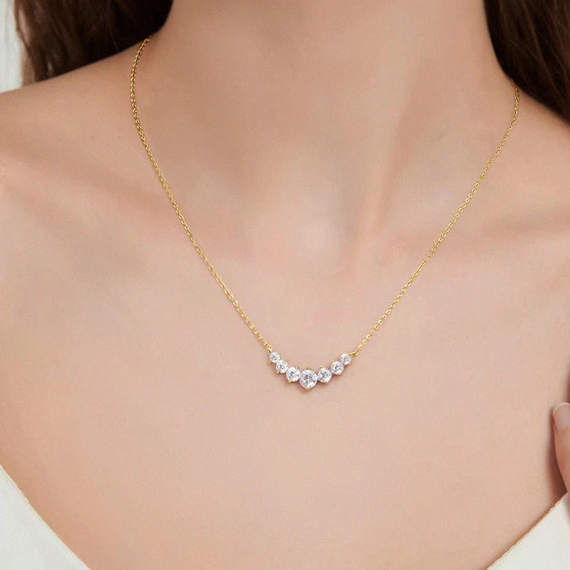 Collier U-Smile en moissanite D VVS1 pour femme, diamant de laboratoire scintillant couleur D, collier de luxe en argent sterling 925 certifié GRA