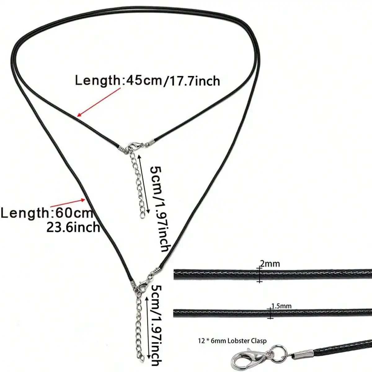 50 Pieces of Color Leather Rope Wax Rope Necklace Pendant Suitable for DIY Handmade Lobster Buckle Rope Jewelry Chain Accessorie