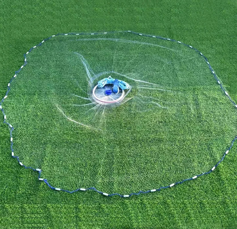Lawaia Nylon Fishing Net Transparent Fishing Line Casting Network with Steel Pendant Aluminum Ring Carp Fishing Equipment