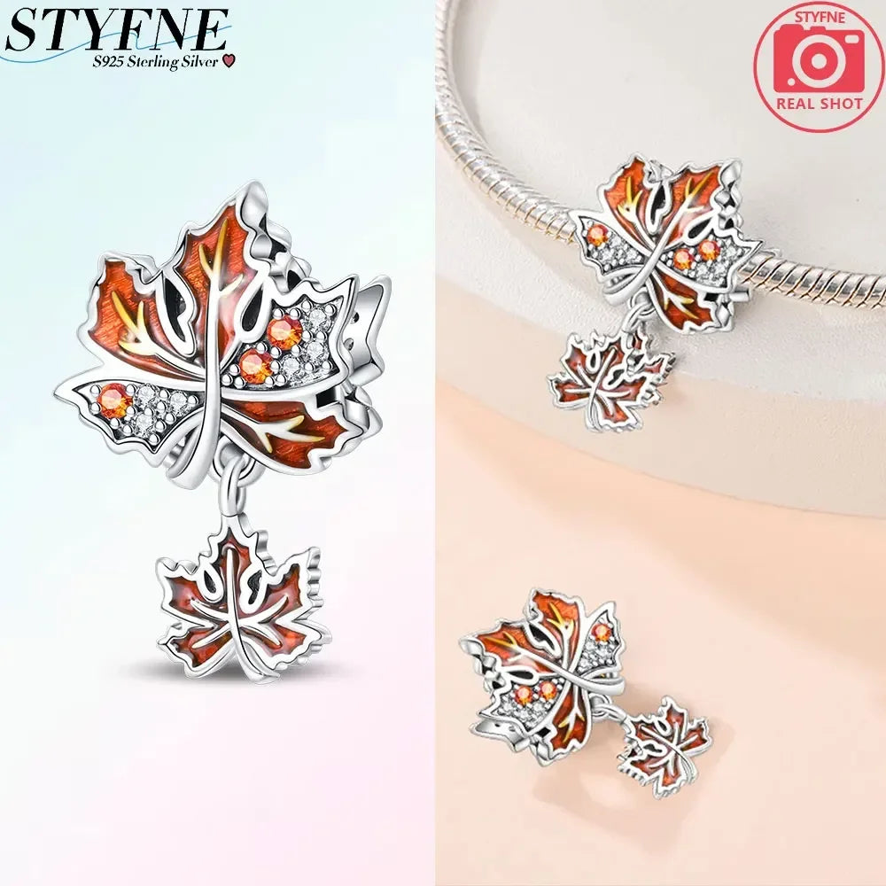 S925 Sterling Silver Flower with Various Shapes Sparkling Zircon Sunflower Charms Beads Fit Original Bracelets DIY Jewelry