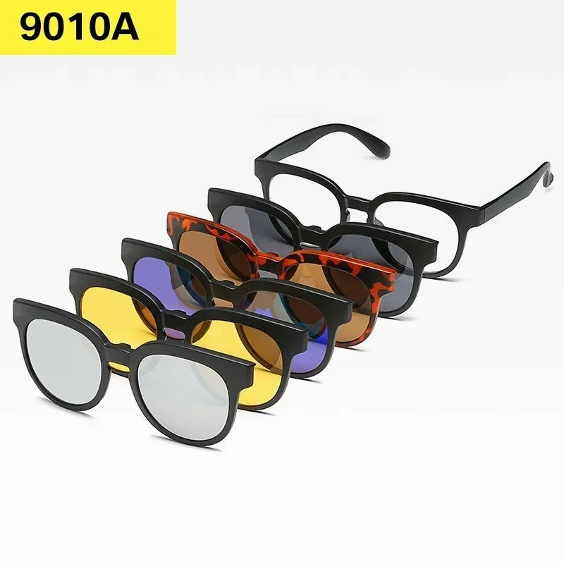 6 In 1 Custom Men Women Polarized Optical Magnetic Sunglasses Clip Magnet Clip on Sunglasses Polarized Clip on Sun Glasses Frame