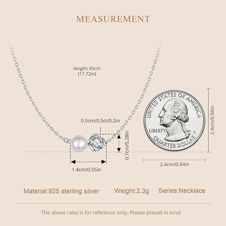 Collier BISAER Moissanite Rose en Argent Sterling 925 Chaîne de Perles Plaqué Or Blanc Coupe Diamant Cultivé en Laboratoire Mariage Bijoux Fins