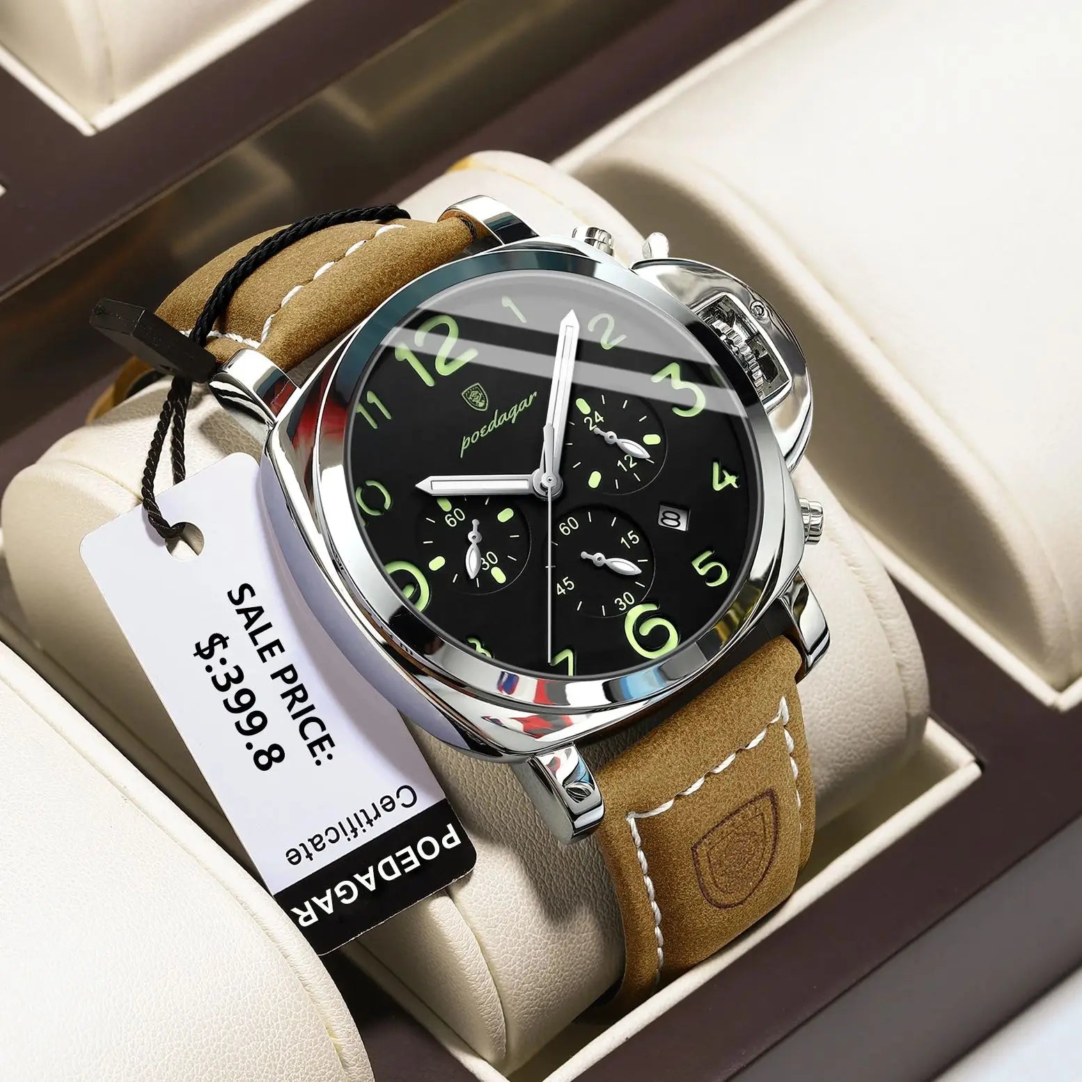 POEDAGAR Luxury Military Watch For Men Waterproof Luminous Leather Man Watch Quartz High Quality Men's Sports Watches Male Reloj - Madeinsea©