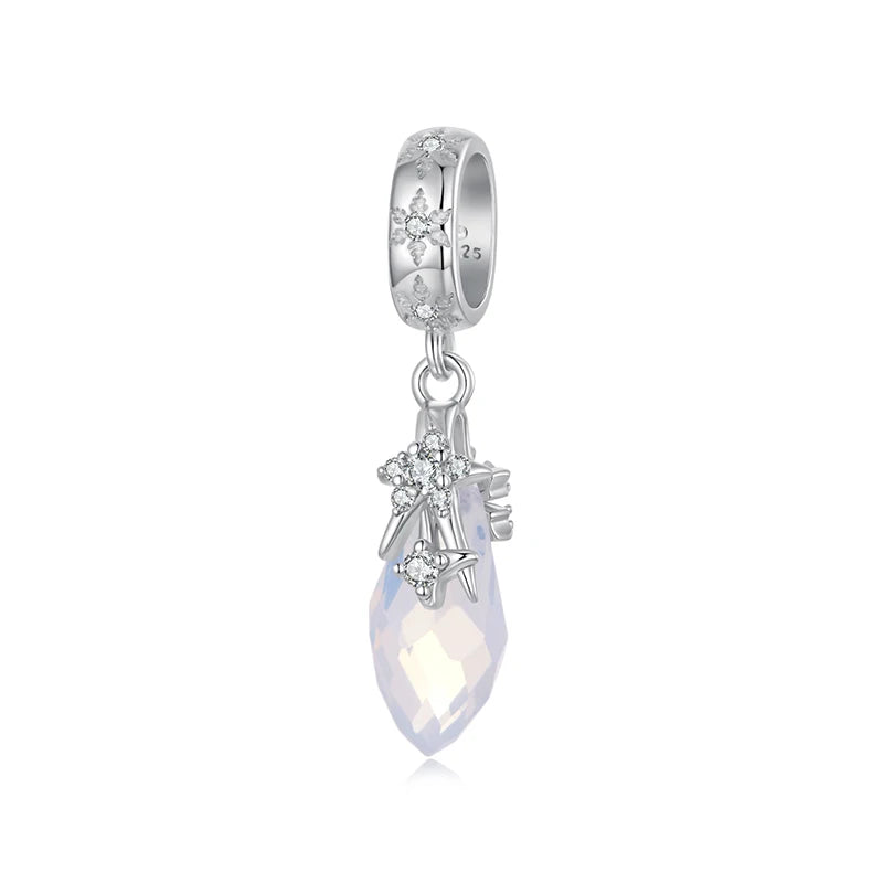 WOSTU 925 Silver Winter Snowflake Charm Penguin Pendant Blue Murano Glass Bead Fit DIY Bracelet Necklace Jewelry Making DIY Gift