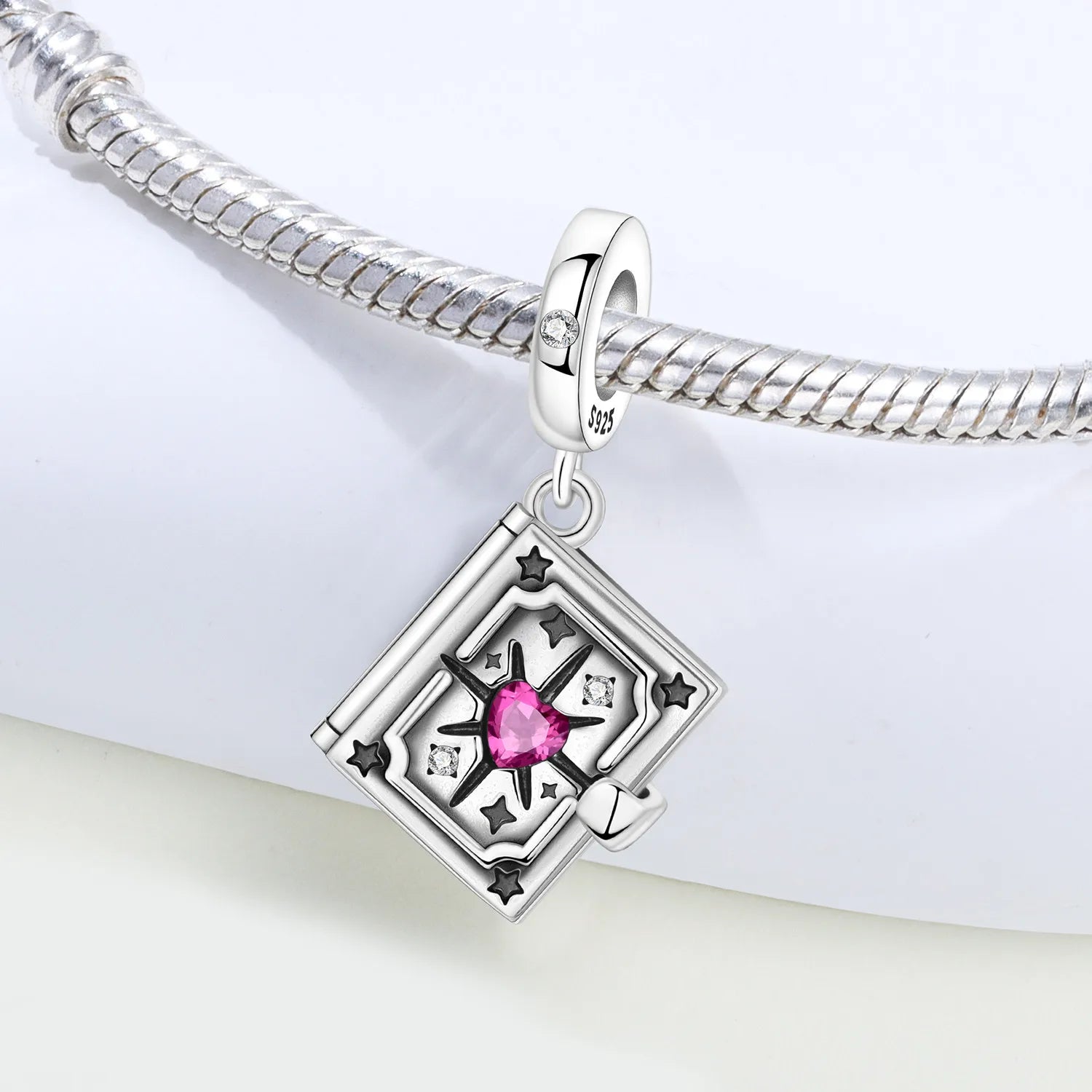 PANPOKI 925 Sterling Silver Switchable Book Pendant Beads Original Pendants Bracelet Charm Jewelry Party DIY Trendy Gifts