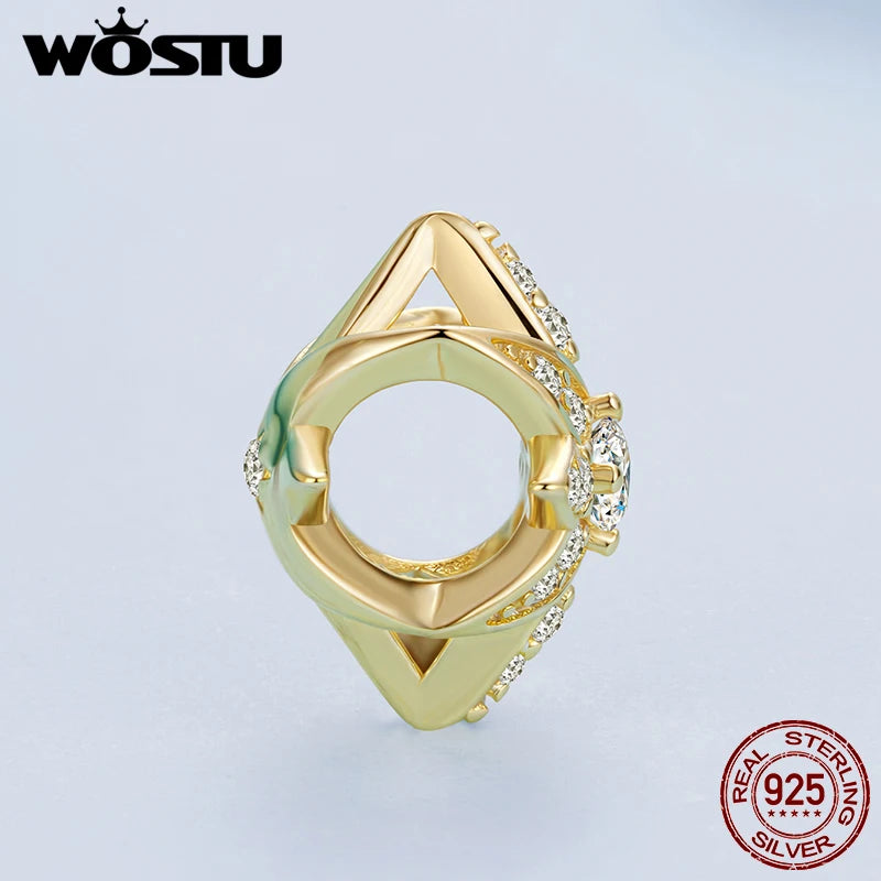 WOSTU 925 Sterling Silver Sparkling Star Pendant Necklace For Women, 18K Gold AAA Zircon Wedding Starburst Charm Necklace DIY