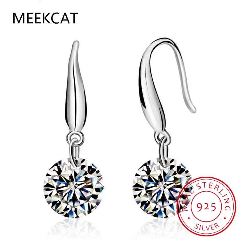 1 Carat Moissanite Earrings Women 925 Sterling Silver Drop Earrings 14k White Gold Plated Copy Diamond Pendant Earrings Jewelry