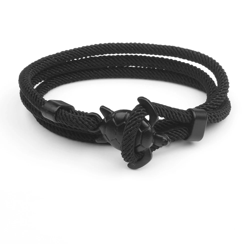 Bracelet homme simple et élégant en corde tressée à la main, style tortue de mer, de haute qualité, finition milanaise. Bijou idéal à offrir.