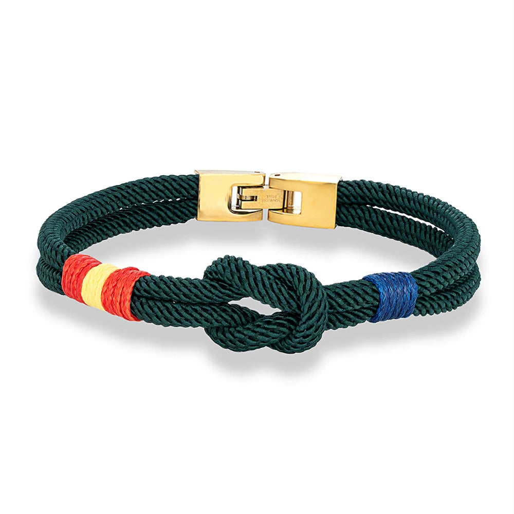 MKENDN Classic Infinity Men Women Spain Flag Double Strand Nautical Rope Bracelet 316L Watch Band Buckle Lucky Patriotic Gifts - Madeinsea©