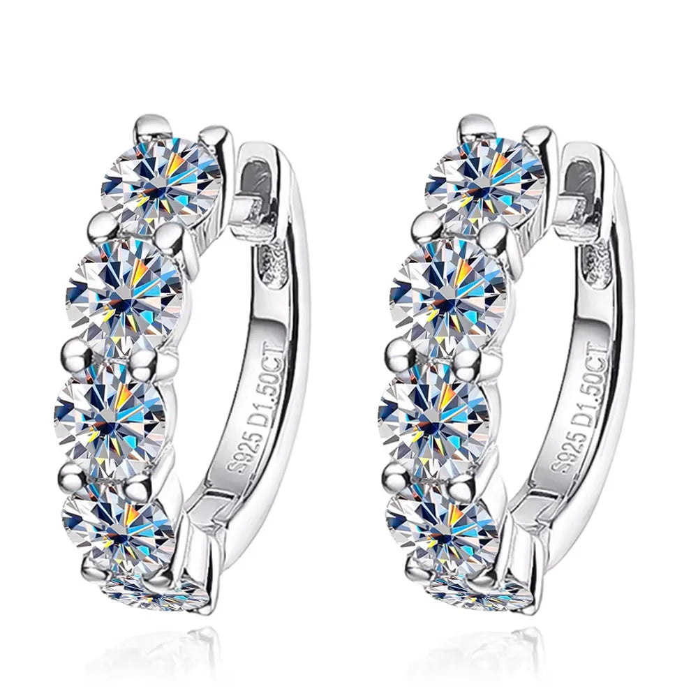 Serenity 4mm D Color Moissanite Earrings For Women Gift 100% S925 Sterling Silver Plated 18K Sparkling Lab Diamond Hoop Earrings