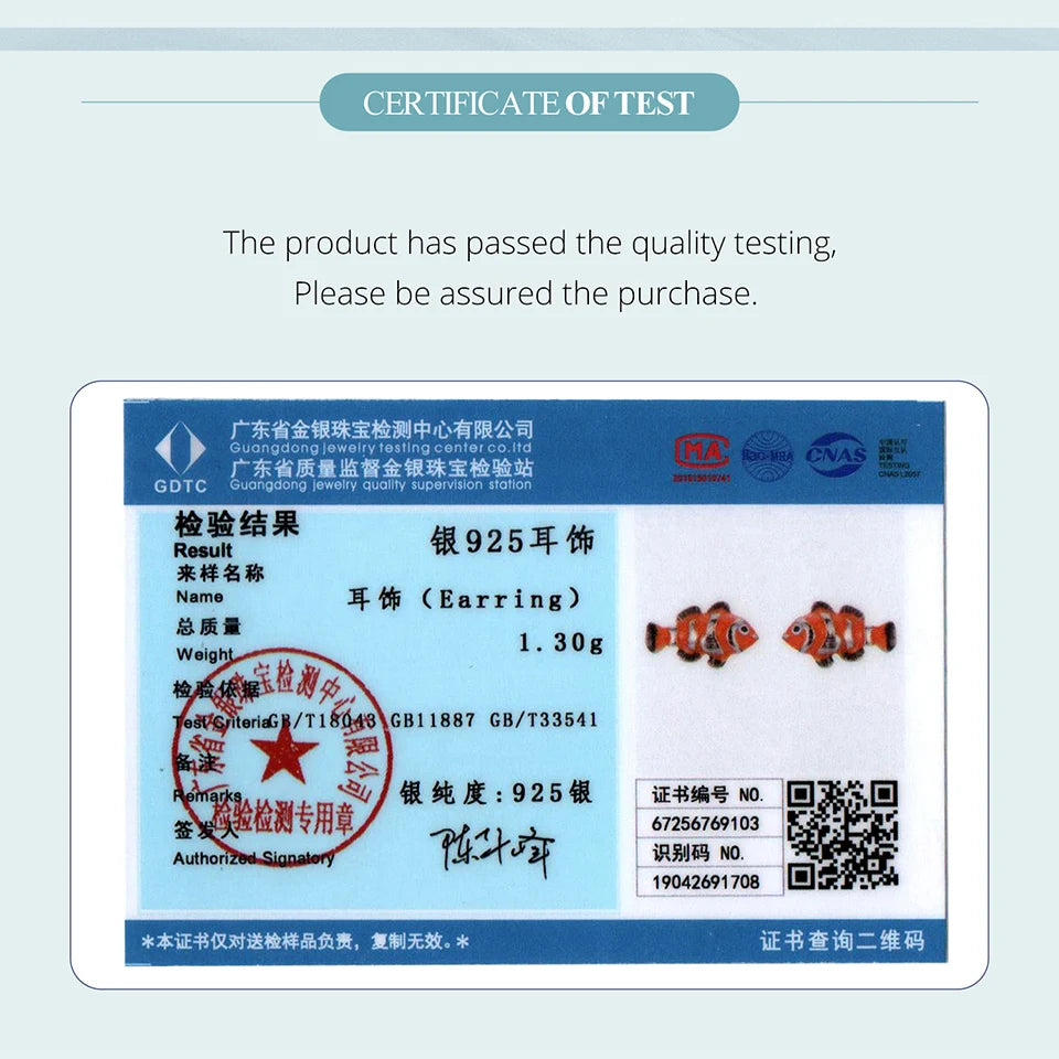 BAMOER 925 Sterling Silver Crab Stud Earrings Enamel Marine Clownfish Ear Studs for Women Girls Sweet Summer Jewelry Gift