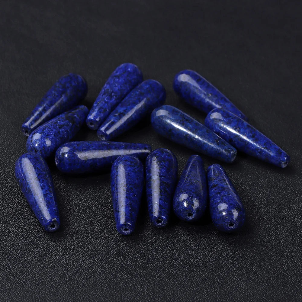 Natural Water Drop Stone Bead 10x30mm Chalcedony Amethysts Agates Loose Spacer Charms Bead For DIY Bracelet Earrings Accessories