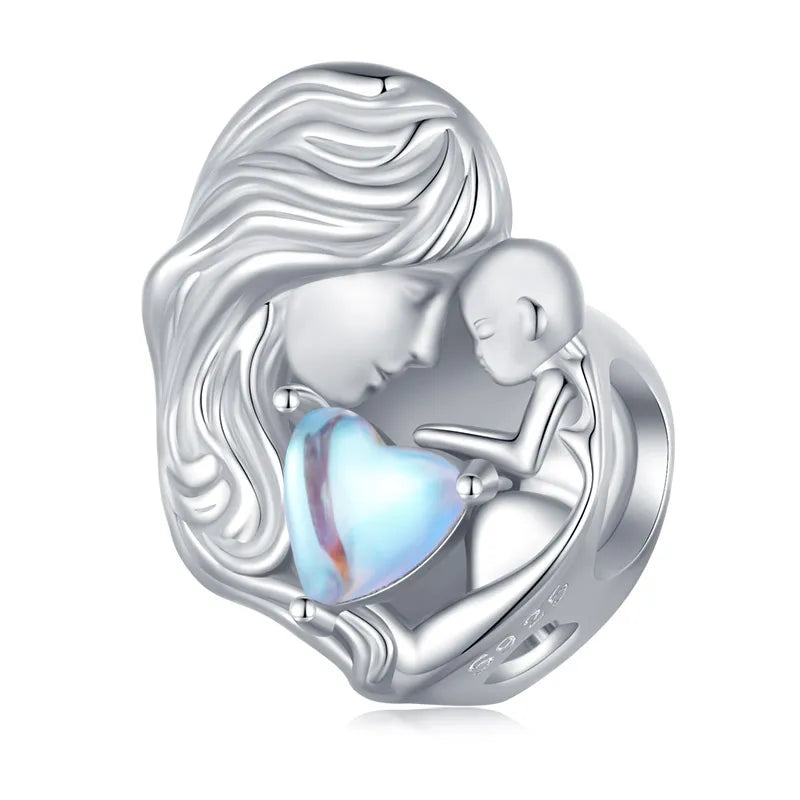 WOSTU 925 Sterling Silver Pink Love Heart Charms Bead Infinite Love Pendant Fit Bracelet Valentine Jewelry Mother's Day Gift