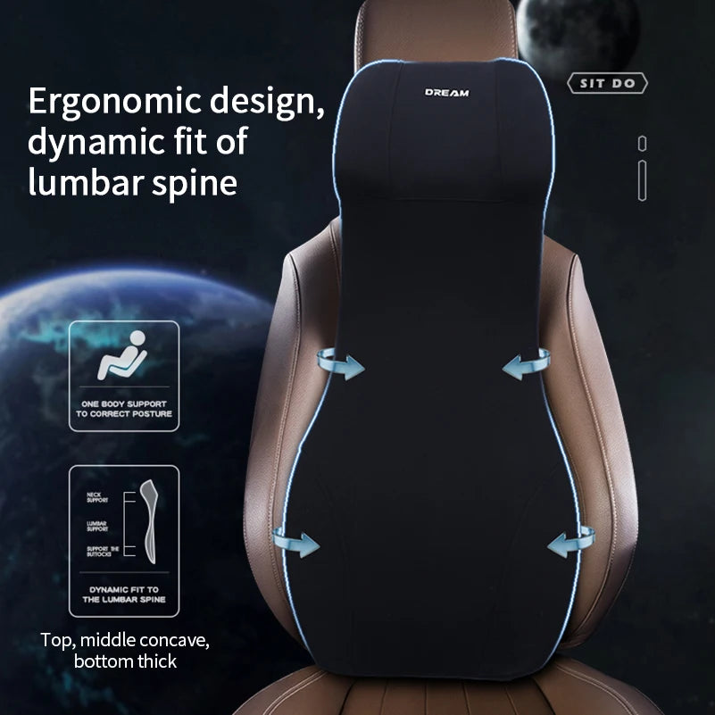 Car Leather Headrest Lumbar Support Memory Foam Car Rest Neck Pillow Back Cushion Seat Waist Supports Car Interior Accessories - Madeinsea©