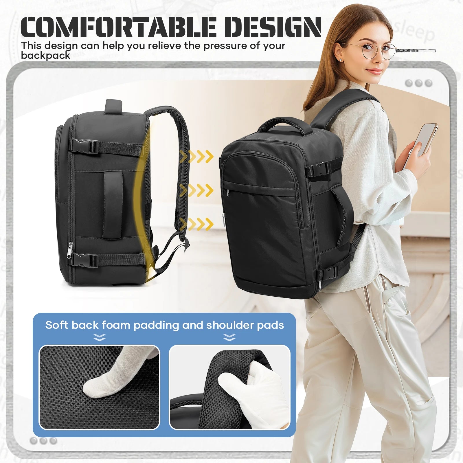 Ryanair Carry on Bag 40x30x20 cm Travel Bag Business Laptop Backpack，Travel Backpack For Women Men, Waterproof Backpack Bookbag