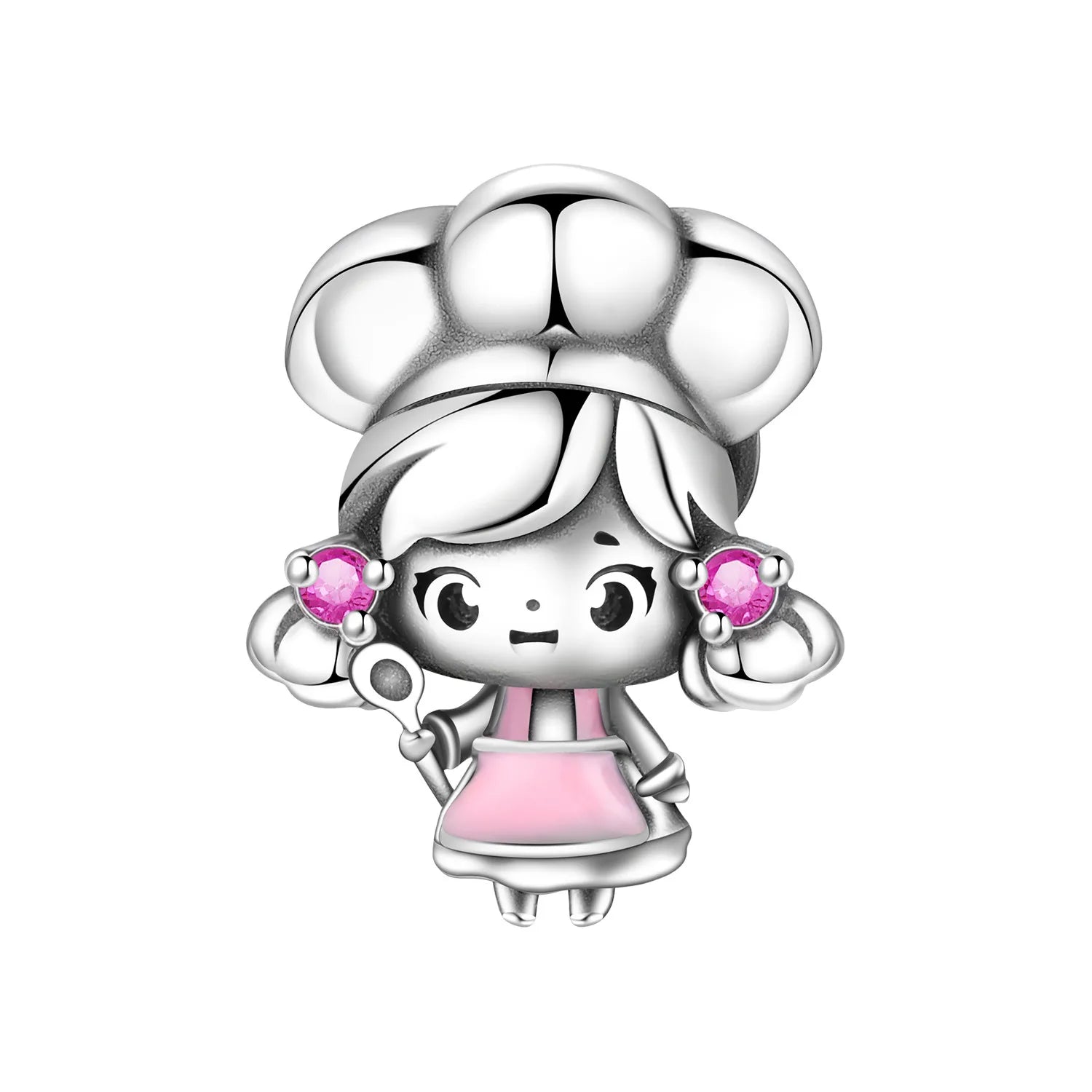 PANPOKI 925 Sterling Silver Cartoon Girl Model Beads Original Pendants Bracelet Charm Jewelry Party DIY Trendy Gifts