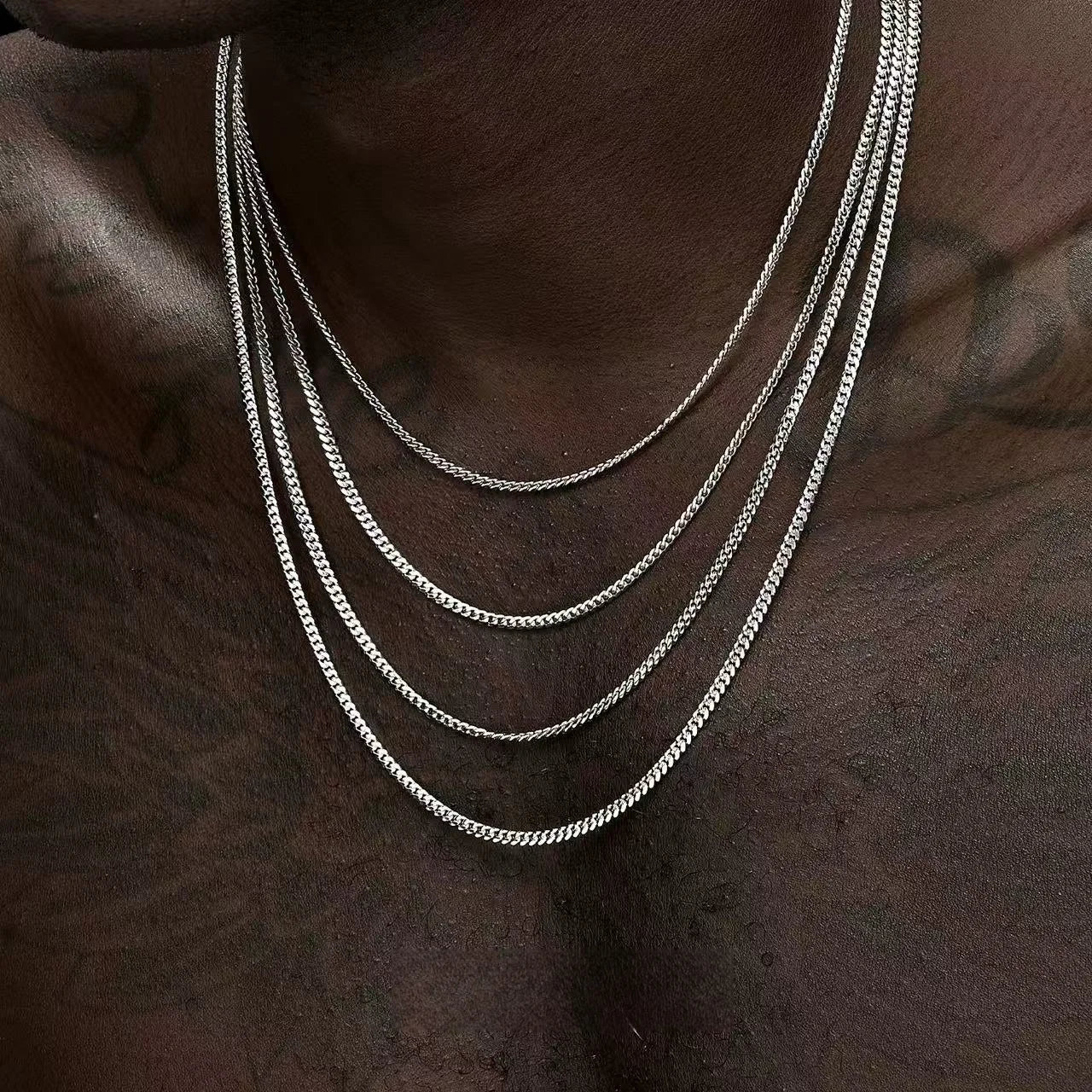 3.5mm Silver Color Stainless Steel Cuban Chain Necklace Hip Hop Men Necklace Simple Jewelry Necklace For Women
