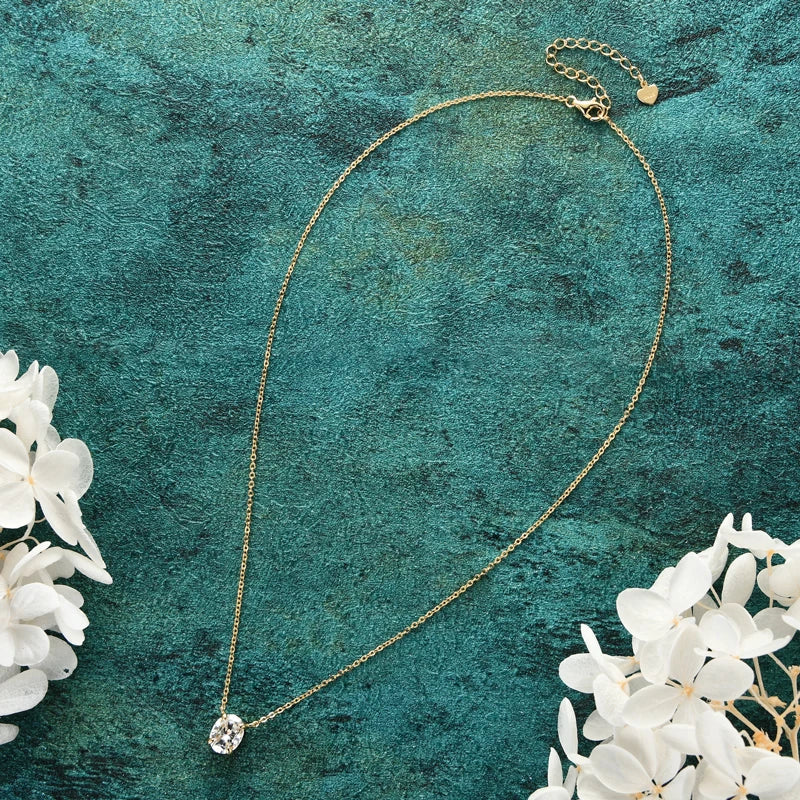 OXTAO D VVS1 2.0 CT Oval Cut Moissanite Necklace Solitaire Pandent GRA Certified S925 Silver Classic Necklaces Wedding Jewelry