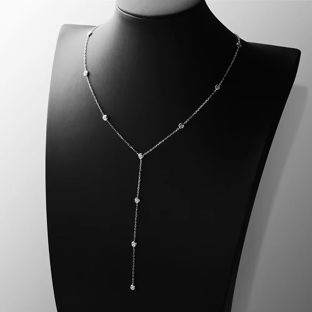 Serenity 1.2cttw D Color Moissanite Necklace For Women Wedding Engagement Party 925 Sterling Silver Adjustable Bubble Neck Chain - Madeinsea©