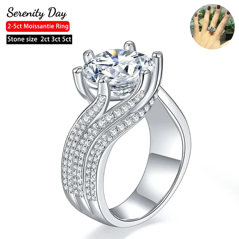 Serenity 1-5ct D Moissanite Rings for Women Wedding Bridal Gift S925 Sterling Silver Sparkling Lab Diamond Eternity Ring Jewelry