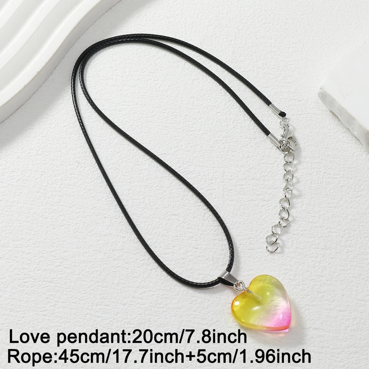 21PCS Hexagonal Column/peach Heart Shape Pendant Necklace Natural Stone Glass Pendant Necklace DIY Jewelry Accesories