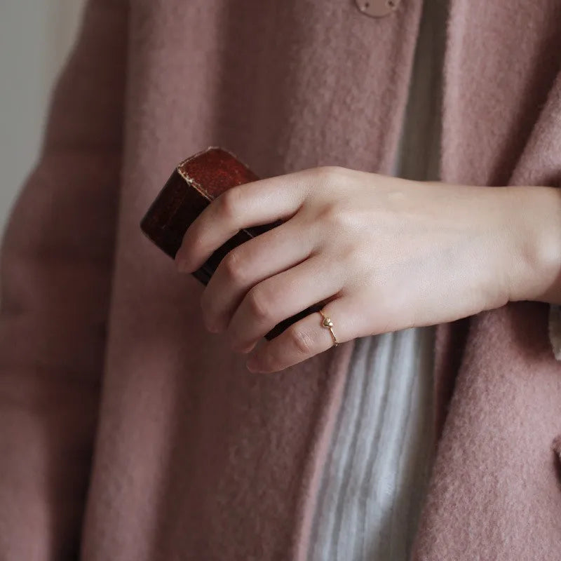 Bague simple en argent sterling 925 plaqué or 14 carats pour femme, bijou coréen mignon et quotidien