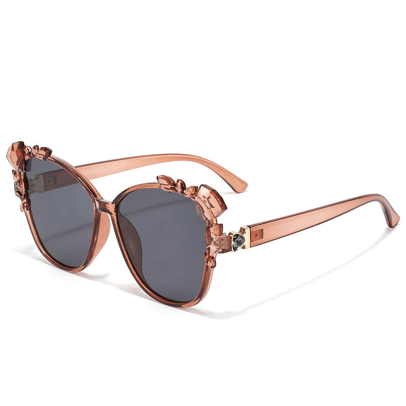New Fashion Candy Color Cat Eye Sunglasses Women Men Gradients Lens Y2K Punk Popular Style Diamond Decoration Frame Luxury UV400