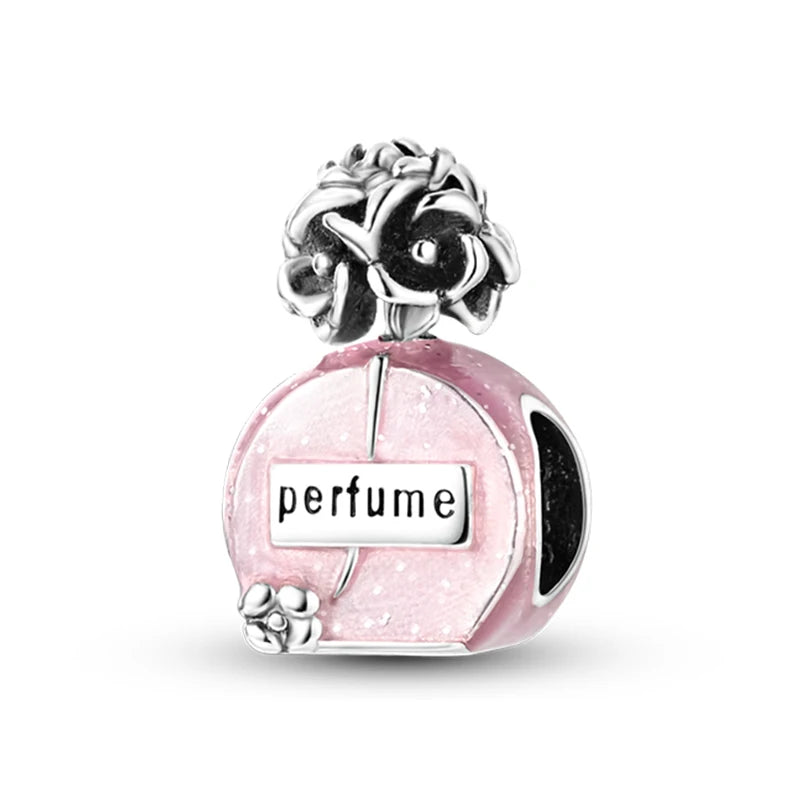 925 Silver Plated Magic Mirror Perfume Princess Angel Trunk Pink Charms Beads Fit Pandach 925 Original Bracelet Fine DIY Jewelry