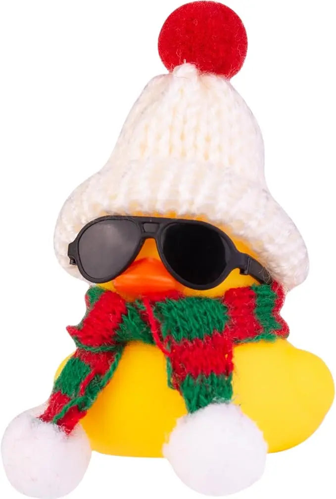 Rubber Duck Car Ornaments Winter Duck Car Dashboard Decorations for Christmas Decor and Home Decorations with Mini Hat Scarf