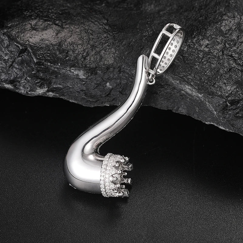 TUHE Unisex 925 Pipe Pendant Necklace Iced Out Moissanite Gold Silver Color Charm Hip Hop Fine Jewelry