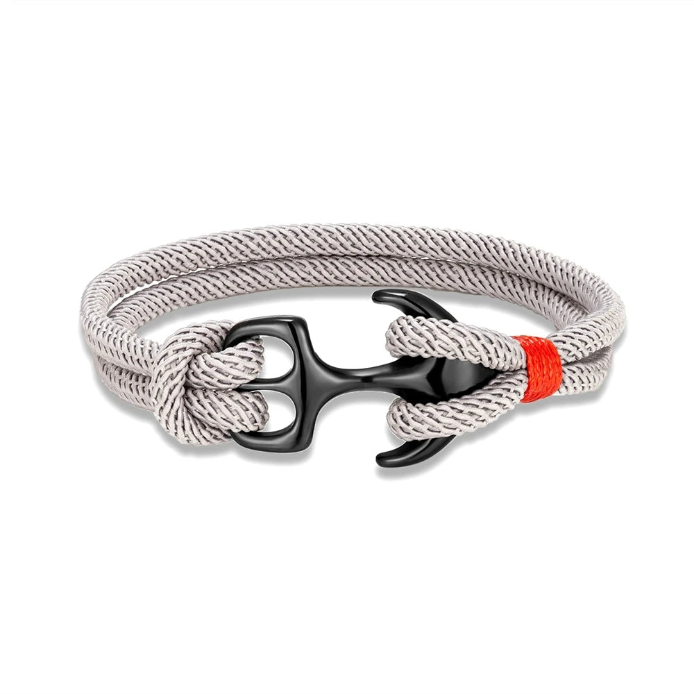 MKENDN Stainless Steel Sparta Anchor Bracelets Men Women Charm Double Strand Nautical Sailor Rope Wristband Wrap Bracelet Gifts