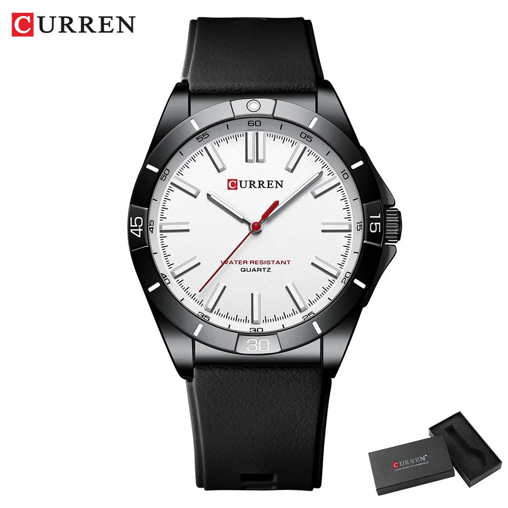 Montre-bracelet pour homme CURREN, simple et luxueuse, analogique, à quartz, aiguilles lumineuses, 44 mm, bracelet en silicone