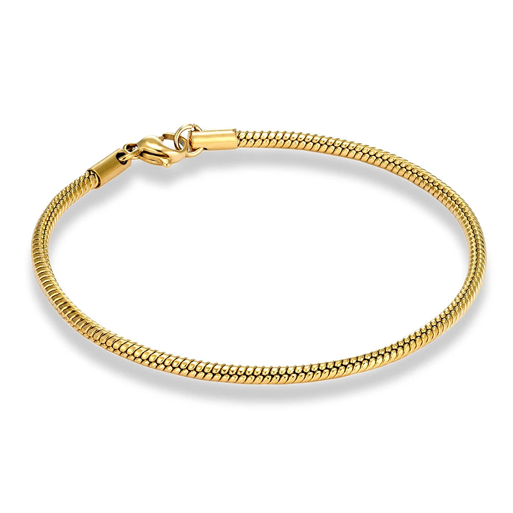 MKENDN Simple Style Mens Bracelet 1mm Thin Silver Snake Bracelet Chain Snake Chain Mens Women Couple Lover Jewelry Gifts