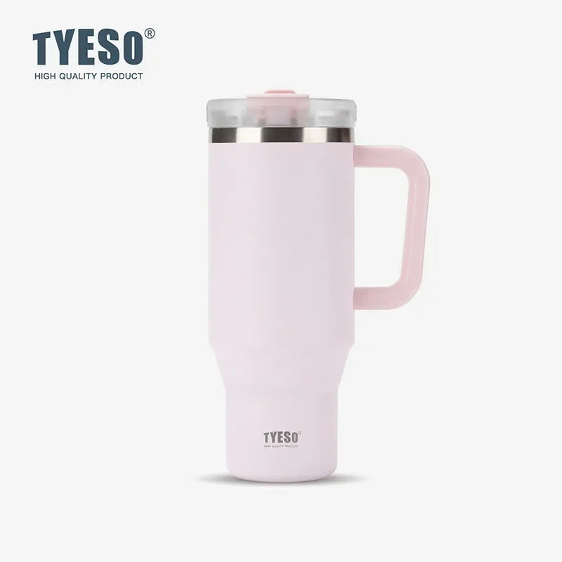 Tyeso 900/1200ml Stainless Steel Vacuum Insulated Travel Mug BPA Free Hot & Cold Coffee Tumbler with Handle Straw Tumbler Bottle