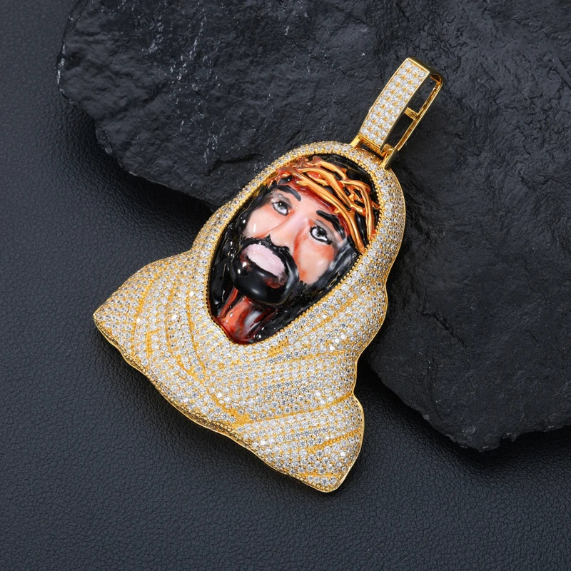TUHE Copper Zircon Hip Hop Jewelry Jesus Pendant Brass 18k Plated 5A CZ Covered with Diamonds Men's Christmas Gift