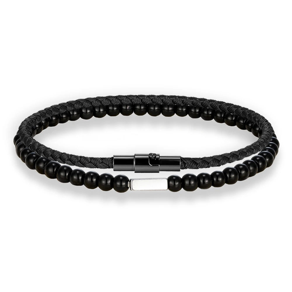 MKENDN 2PCS/Set Lucky Rope Bracelet Men Women Natural Stone Blood Circulation Stimulate Enthusiasm Health Care Couple Jewelry