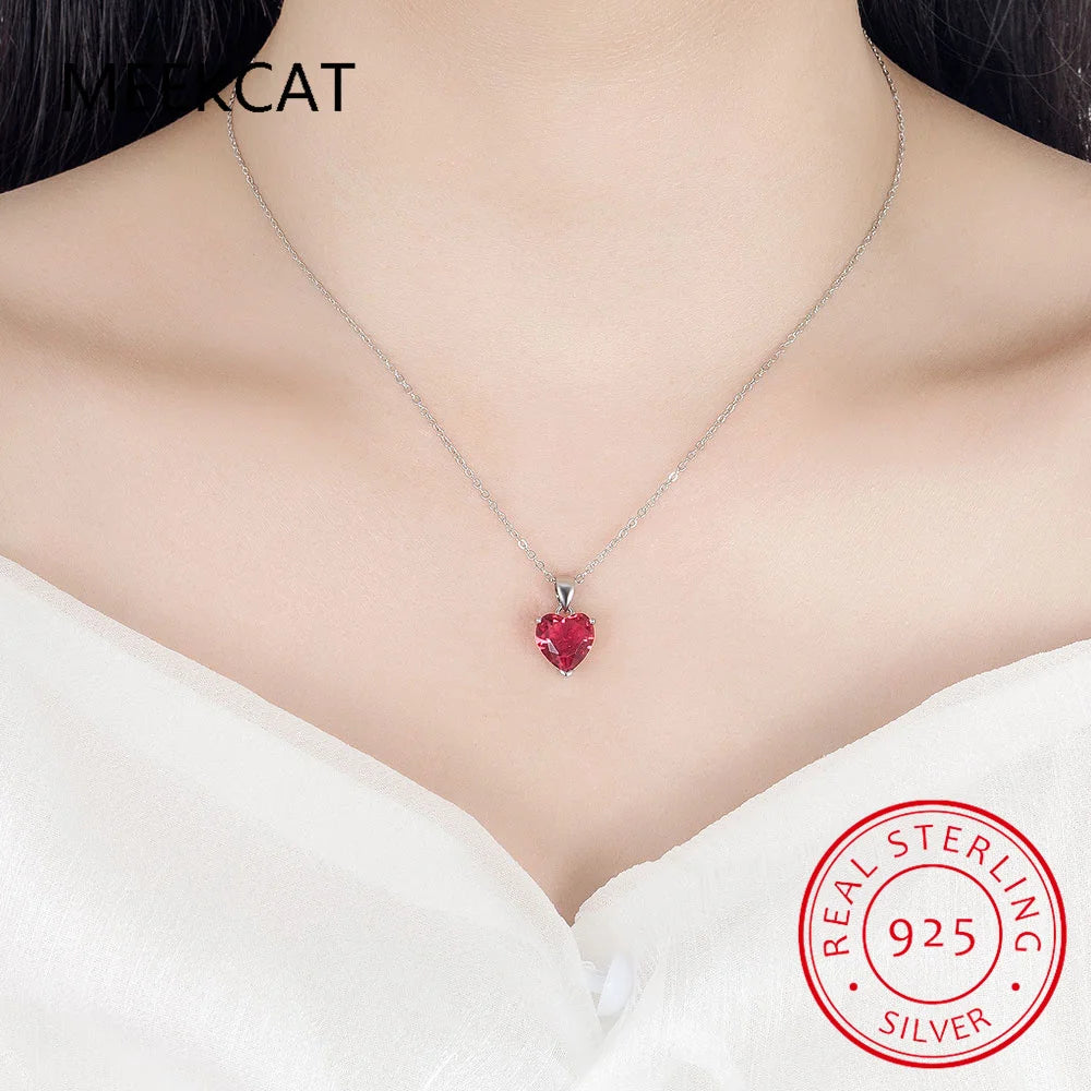 3ct Green Simulated Nano Emerald 925 Sterling Silver Heart Pendant Necklace for Women Gemstones Choker Colar de Prata