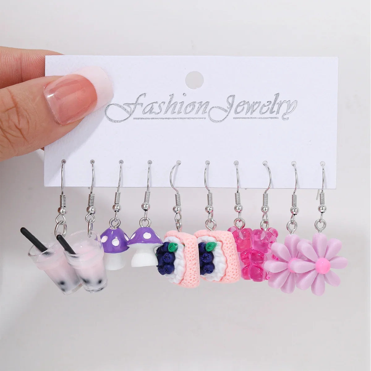 New Cartoon Heart Ice Cream Milk Tea Earrings Set for Women Girl Cute Colorful Geometric Animal Drop Earring Trendy Jewelry Gift - Madeinsea©