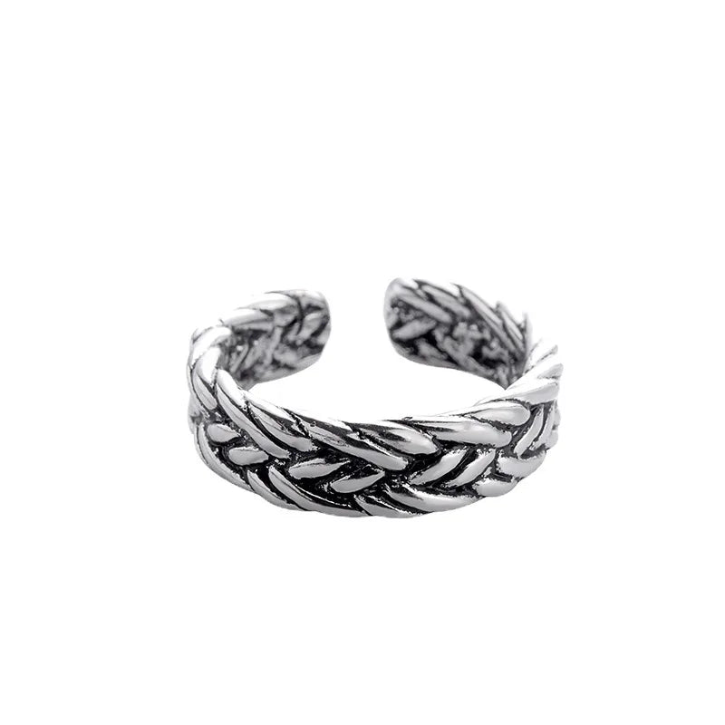 Retro Hemp Twine Rope Ring For Men Punk Gothic Rock Hiphop Open Ring Unisex Accessories Handmade Designer Jewelry Gift For Lover