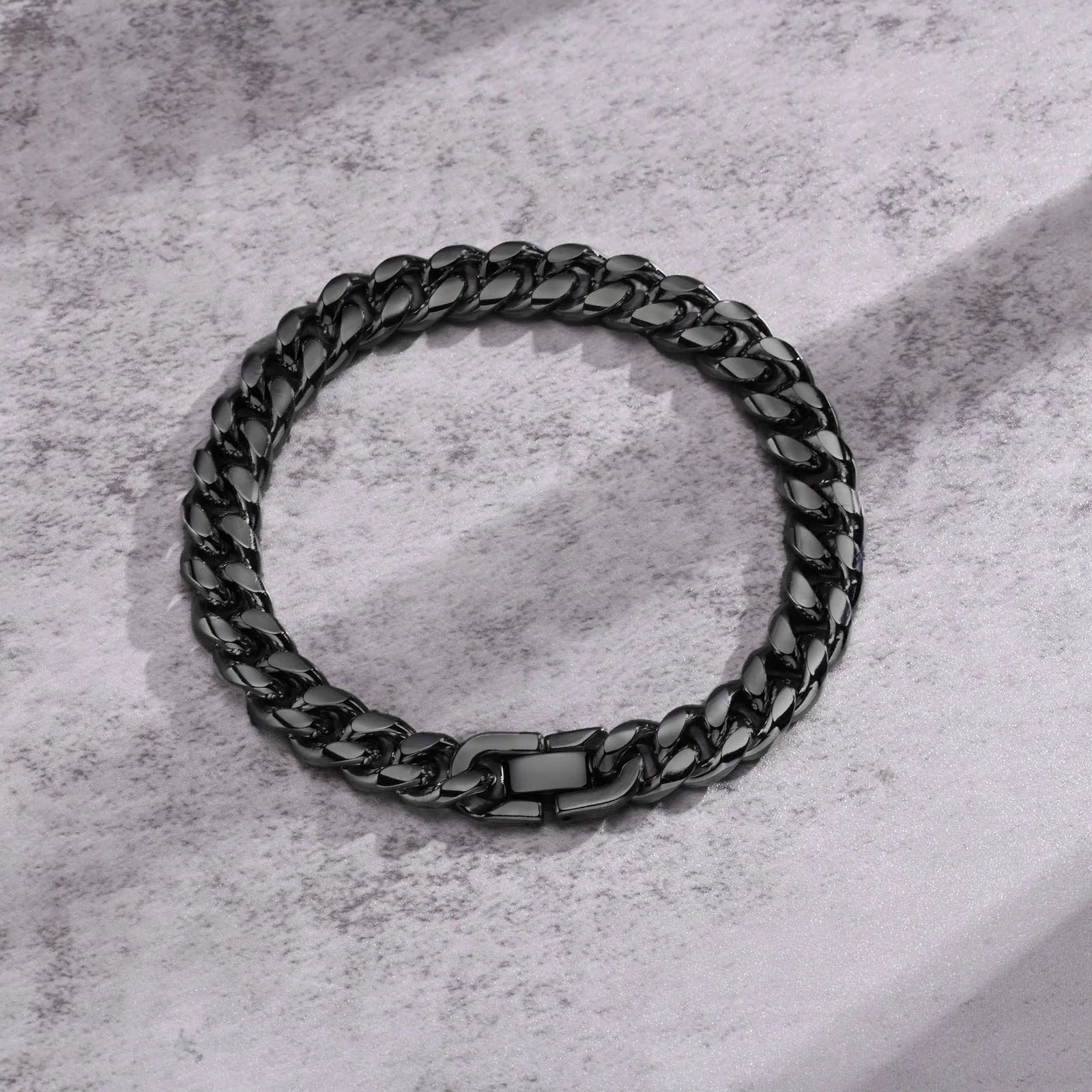 Bracelets à chaîne cubaine audacieux Vnox 8 mm/10 mm pour hommes, bracelet à maillons gourmette Miami en acier inoxydable noir, bijoux épais pour garçons