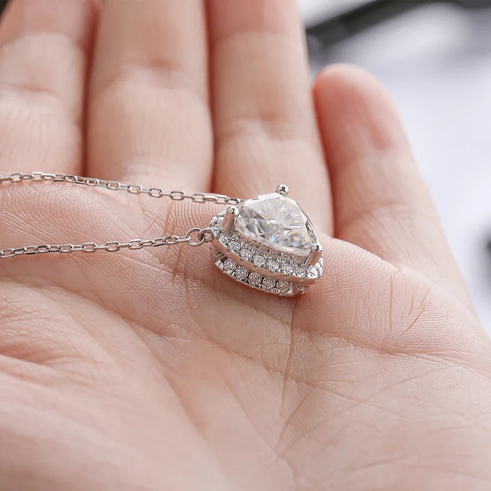 Serenity 1ct 2ct 3ct 4ct Heart Cut D Color Moissanite Necklace Women 100% S925 Sterling Silver Plated 18K Pendant Necklace GRA - Madeinsea©