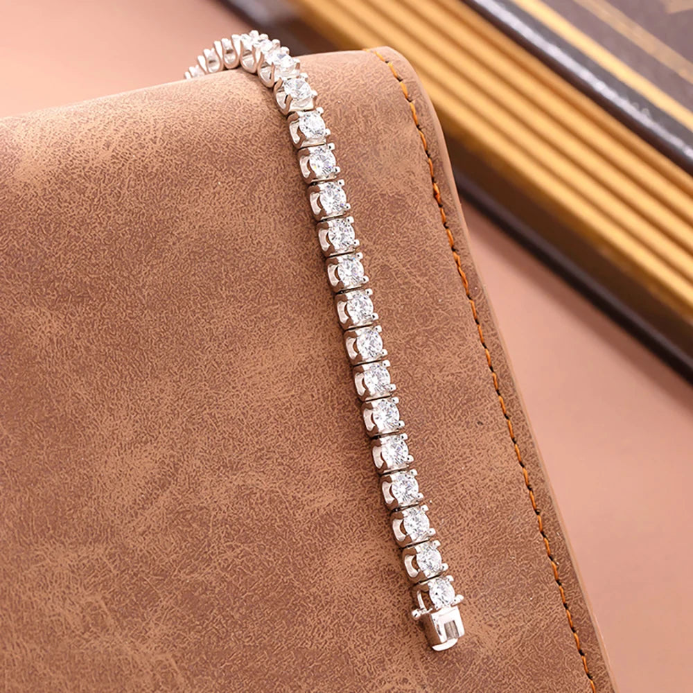 Serenity 3.5mm D Color Moissanite Tennis Bracelet for Women Men Gift S925 Sterling Silver Bracelet Plated 18K Hand Chain Jewelry - Madeinsea©